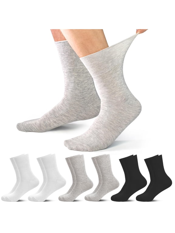 Diabetic Socks Men 6 Pair Socks Without Elastic Band Men Comfort Bunud Cotton Socks for Diabetics 39-47