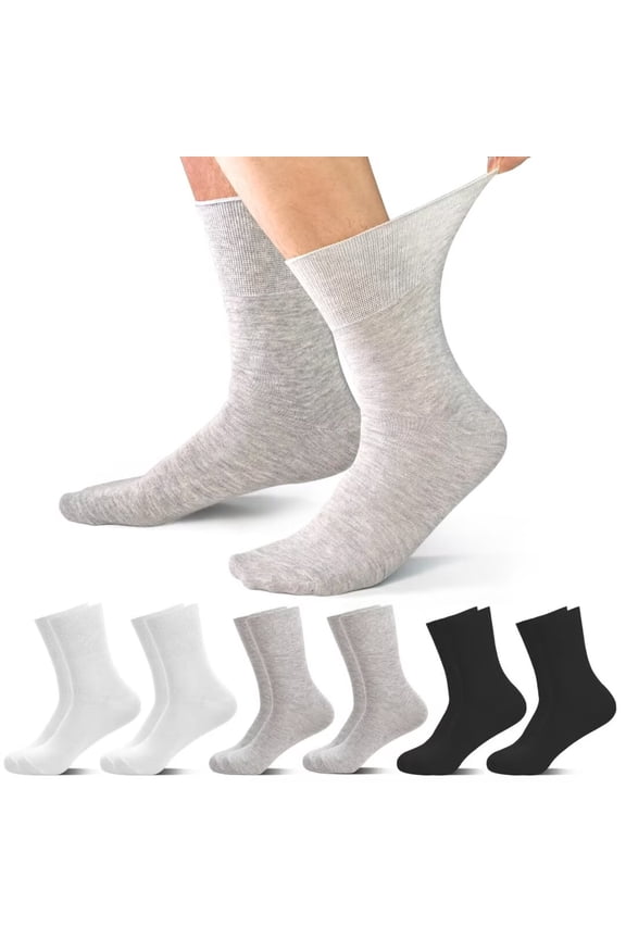 Diabetic Socks Men 6 Pair Socks Without Elastic Band Men Comfort Bunud Cotton Socks for Diabetics 39-47