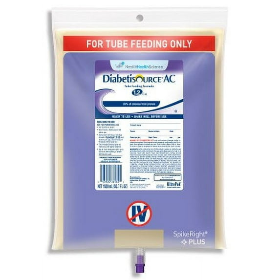 DiabetiSource AC Complete Nutrition Tube Feeding Formula 4390036583 1500mL Case of 4, Unflavored