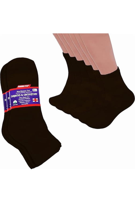 Diabetic Ankle Socks - Non Binding Quarter Socks for Men & Women, Cushion Circulatory Socks (Brown - 12 Pairs, Socks Size 9-11, Fit Men's Shoe Size 5-10)