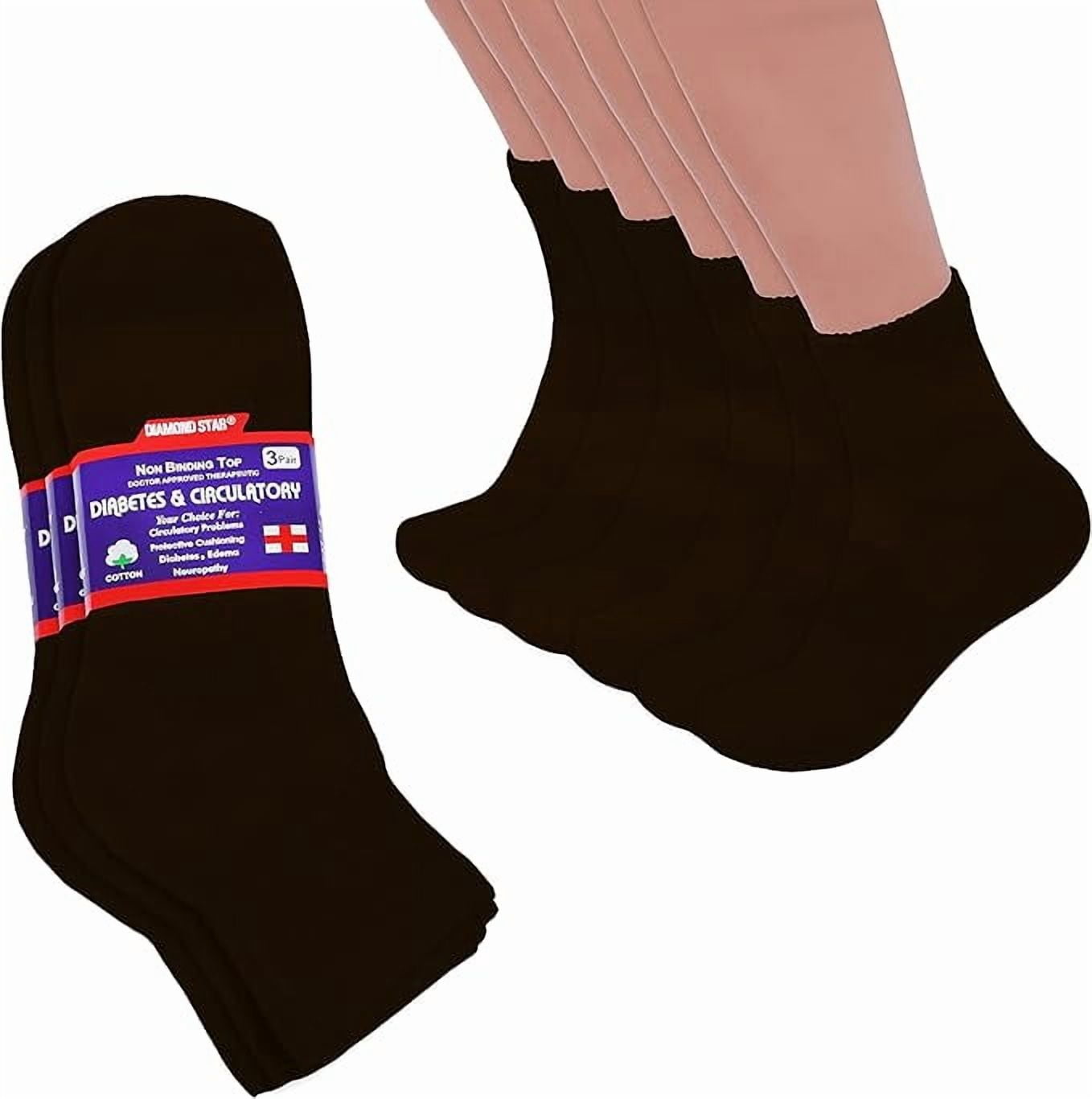 Diamond Star Diabetic Ankle Socks - Non Binding Quarter Socks for Men & Women, Cushion Circulatory Socks (Brown - 3 Pairs, Socks Size 10-13, Fit Men's Shoe Size 7-12)