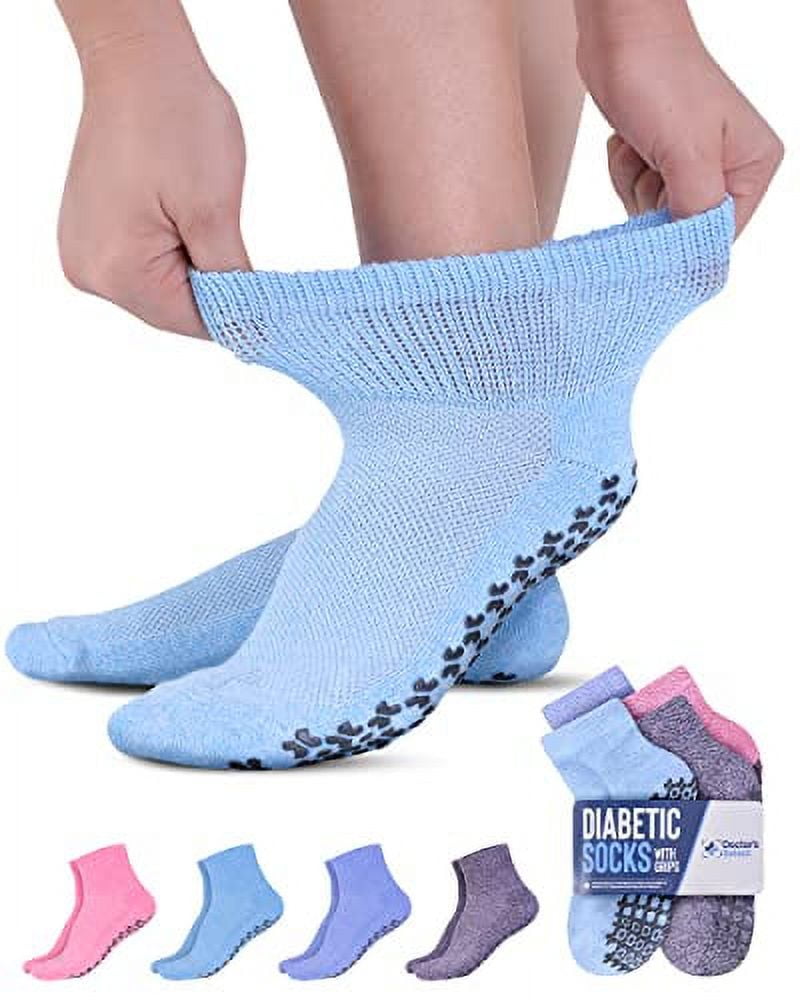Diabetic Ankle Socks with Grippers for Men and Women - 4 Pair 1/4 ...