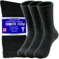 thumbnail image 1 of Diabetic Cotton Crew Socks for Men and Women Black 6 Pairs 13-15, 1 of 7