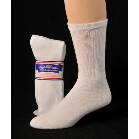 Diabetic Crew Socks (1 Dozen Pairs) (10-13, White)