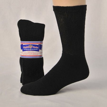 Diabetic Crew Socks (1 Dozen Pairs) (13-15, Black)
