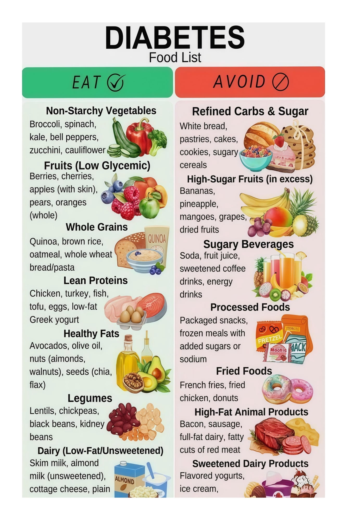 Diabetic Friendly Foods Poster Diabetes Food List Chart Healthy Eating ...