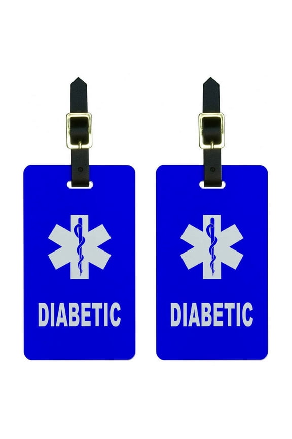 Diabetic Medical Emergency Star of Life Luggage Tags Suitcase ID, Set of 2