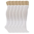 thumbnail image 1 of Diabetic Over The Calf Knee Socks for Men and Women 6 Pairs White Size 10-13, 1 of 6