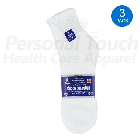 Diabetic Quarter Socks for Men & Women Physicians Approved Socks, 3 Pairs, Size 13-15 (White)