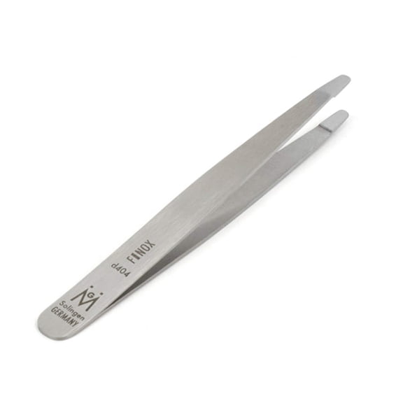 Diabetic Rounded Tweezers in Leather FINOX Surgical Stainless Steel Safety Round Tip Facial Hair Remover Eyebrow Plucking Tweezer German GERmanikure, 4404