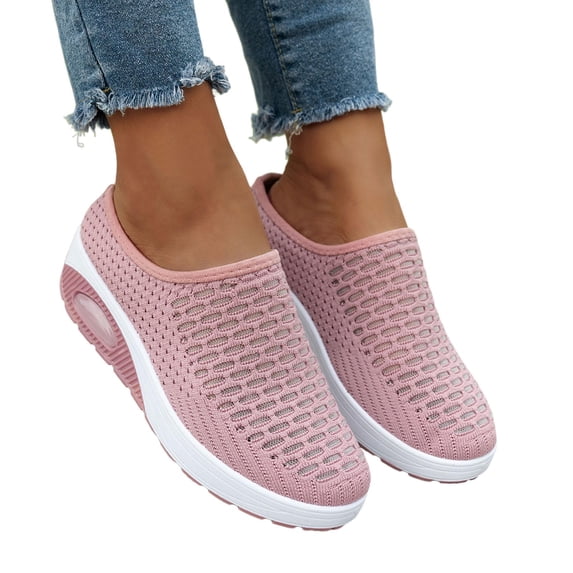 Diabetic Shoes for Women,Orthopedic Slip-On Walking Shoes with Air Cushion,Comfort Slip On Shoes with Arch Support, Breathable Knit Upper