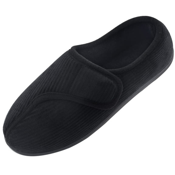 Diabetic Slippers Shoes for Men Arthritis Edema Adjustable Closure Memory Foam House Shoes, Black 12