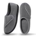 thumbnail image 1 of Diabetic Slippers Shoes for Men Arthritis Edema Adjustable Closure Memory Foam House Shoes, Grey 13, 1 of 7