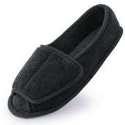 GIT-UP Diabetic Slippers for Women Memory Foam Arthritis Edema Adjustable Open Toe Swollen Feet House Shoes, Black 6