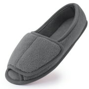 Diabetic Slippers for Women Memory Foam Arthritis Edema Adjustable Open Toe Swollen Feet House Shoes, Grey 8