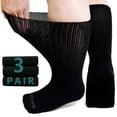 thumbnail image 1 of Diabetic Socks, AMITOFO 3 Pairs Diabetic Socks for Men Women Extra Wide Calf Size 10 13 for Swollen Feet, Cotton Edema Bariatric Must Haves Neuropathy Socks, Black, 1 of 6