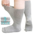 thumbnail image 1 of Diabetic Socks, AMITOFO 3 Pairs Diabetic Socks for Men Women Extra Wide Calf Size 13 15 for Swollen Feet, Cotton Edema Bariatric Must Haves Neuropathy Socks, 1 of 8