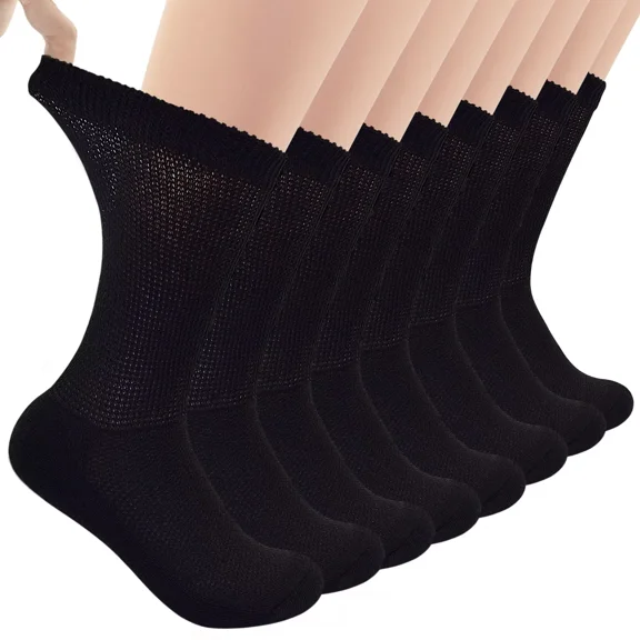 Diabetic Socks For Men and Women Loose Fit Non-Binding Ankle Wide Socks 8 Pairs