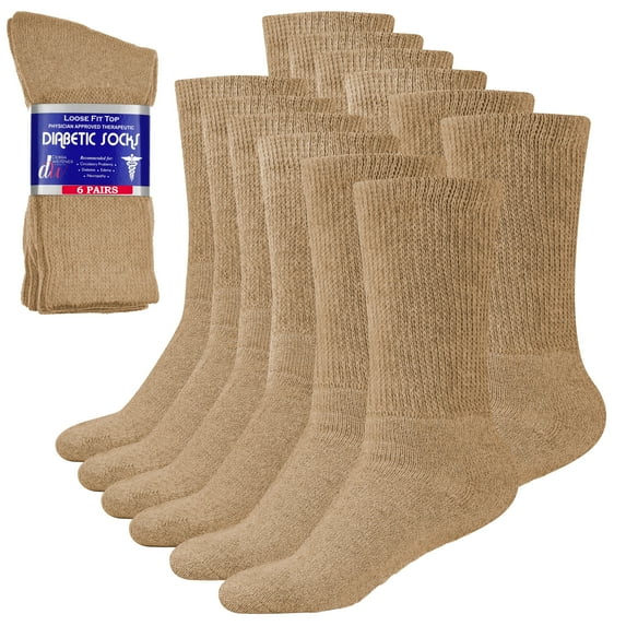 Debra Weitzner Diabetic Socks For Men and Women Loose Fit Non-Binding Cotton Crew Socks 13/15 Navy 6 Pairs