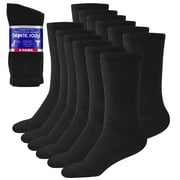 Debra Weitzner Diabetic Socks For Men and Women Loose Fit Non-Binding Cotton Crew Socks 10/13 Black 6 Pairs