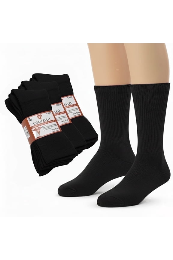 Extra Wide Non Binding Men’s Diabetic Crew Socks, 3 Pairs