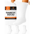 thumbnail image 1 of Comfello 3 Pairs Men's Diabetic Socks, Non-Binding Crew Socks, Extra Wide 10-13 Black, 1 of 7