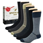 Diabetic Socks, Men's Socks, Soft Cotton and Stretchy, Dark Stripes, XL 6 Pack