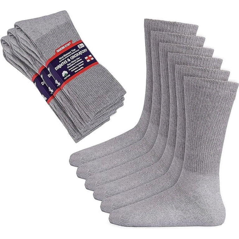 3-12 Pairs Non-Skid Diabetic Cotton Crew Circulatory Socks with Non