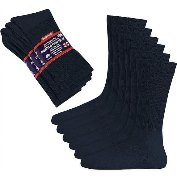 Diabetic Socks Men's & Women Crew Style Physicians Approved Circulatory Socks 3-12 Pairs (10-13, Navy, 12 Pack)