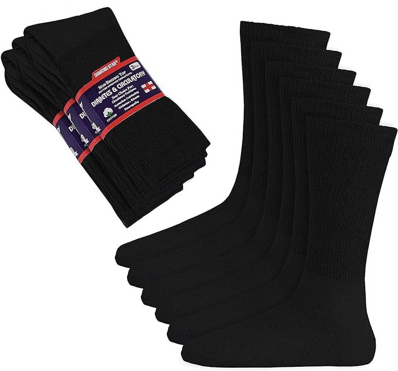 Falari 6-Pack Gray Women Diabetic Crew Socks Diabetes Edema And Circulatory Loose Fitting Cotton 9 11 - View #4