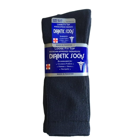 Diabetic Socks Men's & Women Crew Style Physicians Approved Circulatory Socks 3-12 Pairs (9-11, Navy, 6 Pack)