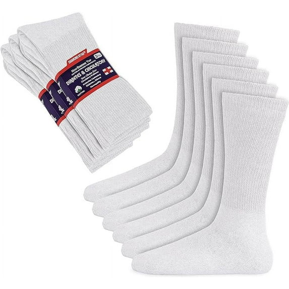 Diabetic Socks Men's & Women Crew Style Physicians Approved Circulatory Socks 3-12 Pairs (9-11, White, 3 Pack)