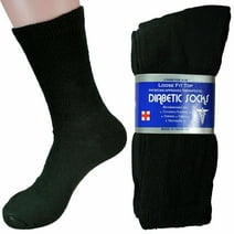 Diabetic Socks Men's & Women Crew Style Physicians Approved Socks 3-6-12 Pack (Black, 9-11, 3 Pack)