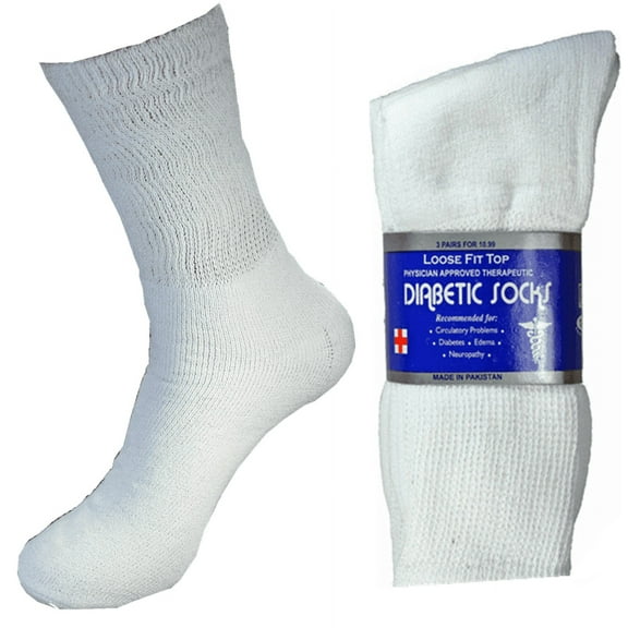Diabetic Socks Men's & Women Crew Style Physicians Approved Socks 3-6-12 Pack (White, 9-11, 3 Pack)