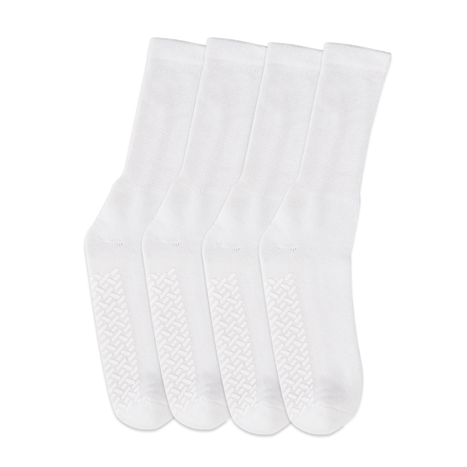 Diabetic Socks Non Skid Hospital Loose Fitting Slipper Socks With Gripper Bottoms 2 Pack Savings Gripper socks (9-11, White)