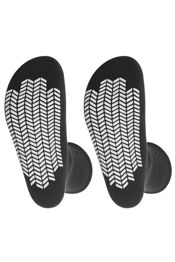 Diabetic Socks - Non Skid Hospital Loose Fitting Slipper Socks With Gripper Bottoms 2 Pack Savings - Gripper socks - Men's Size 13-15 (Skid 3 Black)