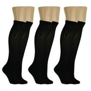 Diabetic Socks Over The Calf Knee High Socks Premium Cotton Non-Binding Socks (Black - 6 Pairs, Socks Size 13-16, Fit Men's Shoe Size 12-15)
