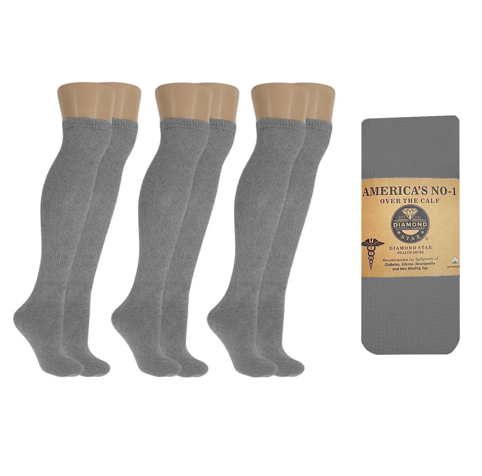 Diabetic Socks Over The Calf Knee Socks Premium Cotton NonBinding