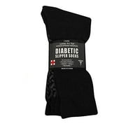 PERSONAL TOUCH HEALTH CARE APPAREL Diabetic Socks Unisex- Non Skid Hospital Loose Fitting Slipper Socks With Gripper Bottoms - 3 Pack Savings - Gripper socks (Black, 9-11)