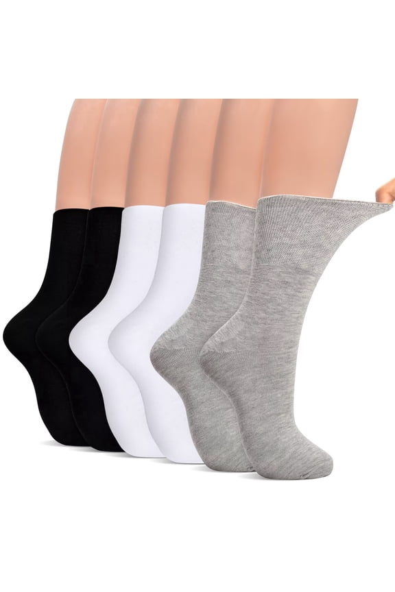 Crew Socks Women, 6 Pairs Extra Wide Loose Fitting Men Socks Comfortable Wide Sock