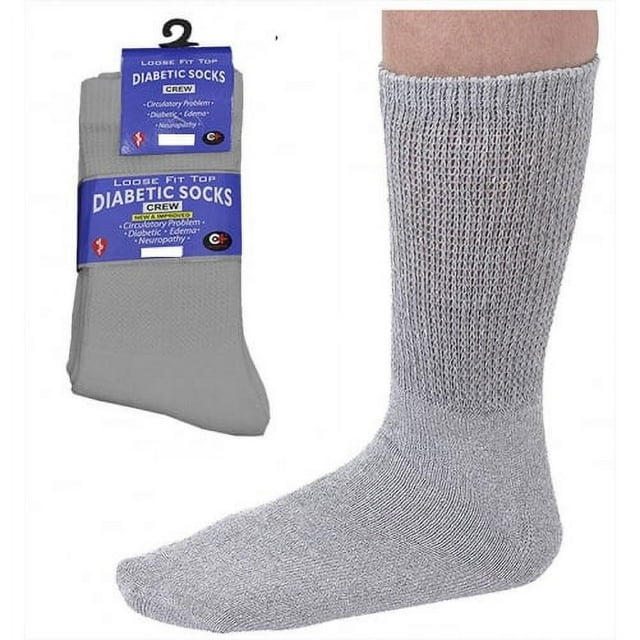 Diabetic Socks for Men 3Pack Gray Foot Comfort Crew Socks for Diabetics up to size 11