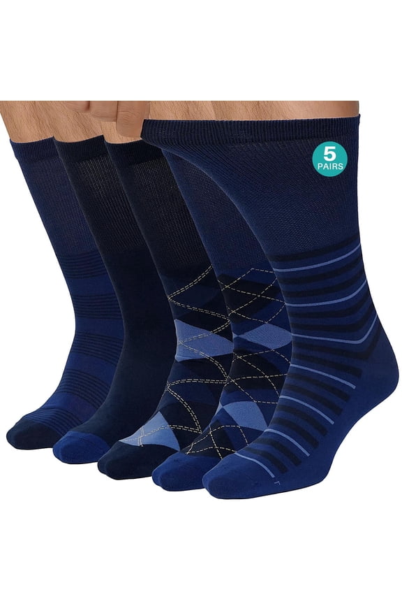 Diabetic Socks for Men & Women , 5 Pairs Seamless Knee High Socks with Non Binding, Wide Top & Loose Fit Comfort for Swollen Feet , Size 11–13