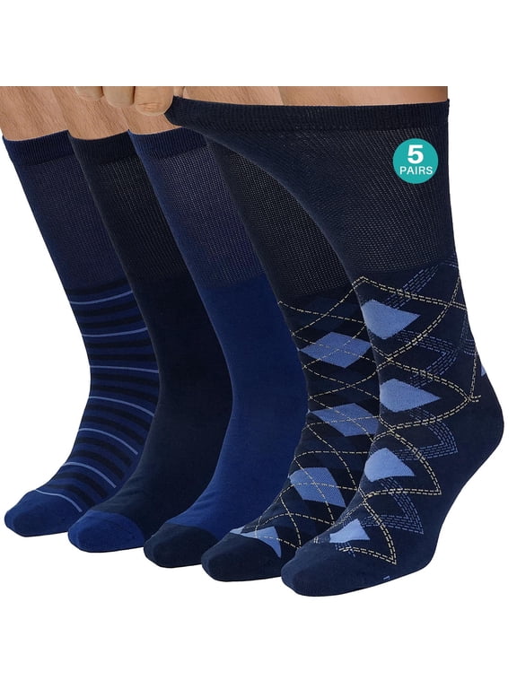 Diabetic Socks for Men & Women , 5 Pairs Seamless Knee High Socks with Non Binding, Wide Top & Loose Fit Comfort for Swollen Feet , Size 13–15