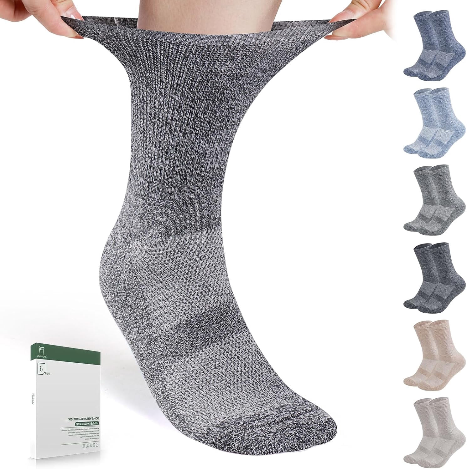 3, 6, Or 12 Pairs Men's & Women's Thermal Crew Socks – Thick, Warm, Diabetic-Friendly & Non-Binding