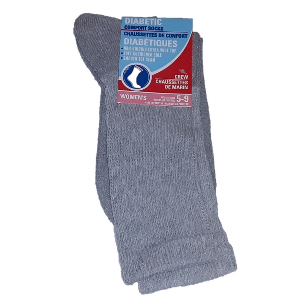 Diabetic Socks for Women 3Pack Gray Comfort Crew Socks for Diabetics