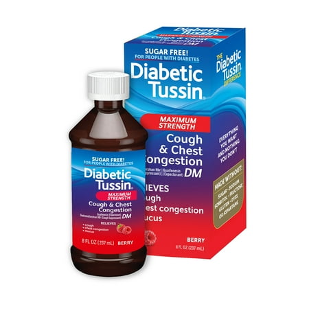 Diabetic Tussin DM Max Strength Cough & Chest Congestion, Diabetics Safe, Berry, 8 fl oz