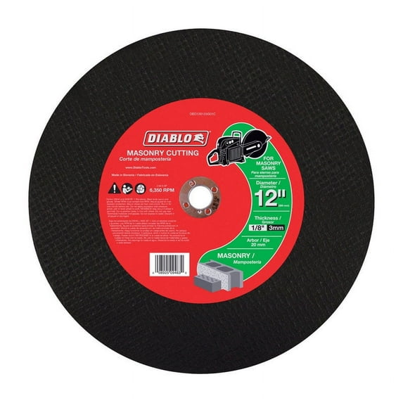 Diablo 12 in. Dia. x 20 mm Aluminum Oxide Masonry Cut-Off Disc 1 pk