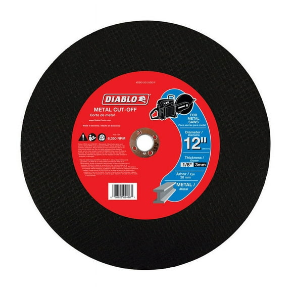 Diablo 12 in. Dia. x 20 mm Aluminum Oxide Metal Cut-Off Wheel 1 pk