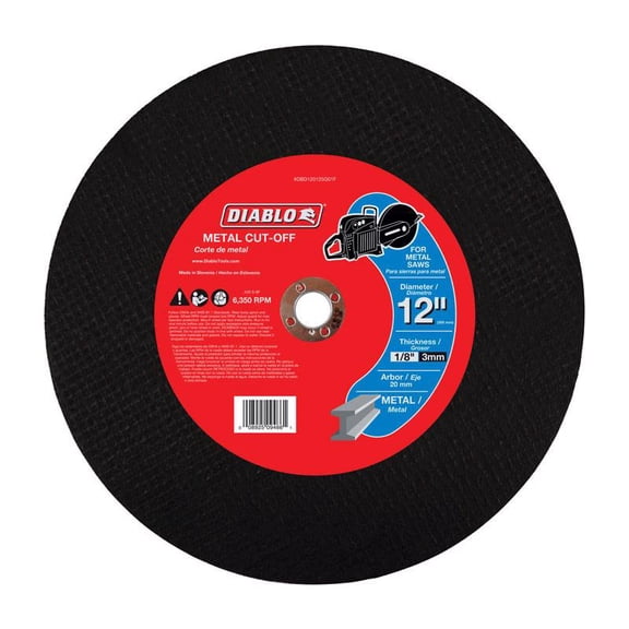 Diablo 12 in. Dia. x 20 mm Aluminum Oxide Metal Cut-Off Wheel 1 pk