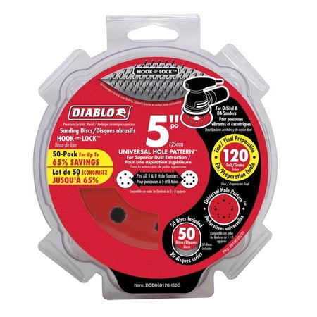 Diablo 5 In. Ceramic Blend Hook And Lock Sanding Disc 120 Grit Fine 50 Pk